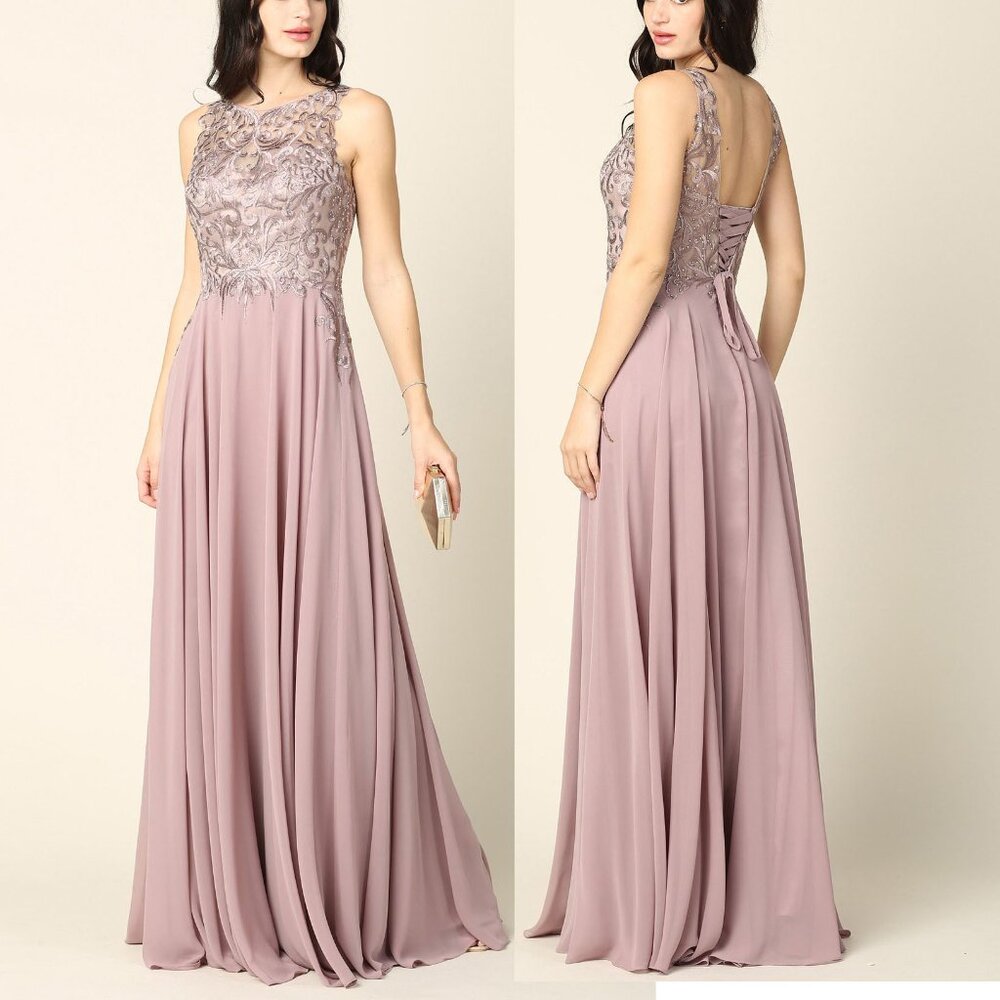 Mauve Purple Sequin Chiffon Formal Mother of the bride Evening Dress 6